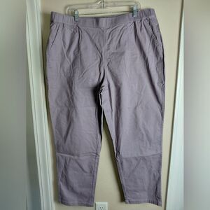 D& Co Cotton Elastic Waist Pull On Pant Lilac/Gray Color